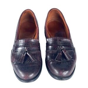 Allen Edmonds Slip On Tassel Loafers Mens 8.5 D Burgundy Brown Leather Dressy